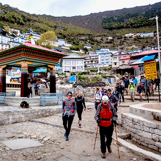 Students walking at Mt Everest Base Camp