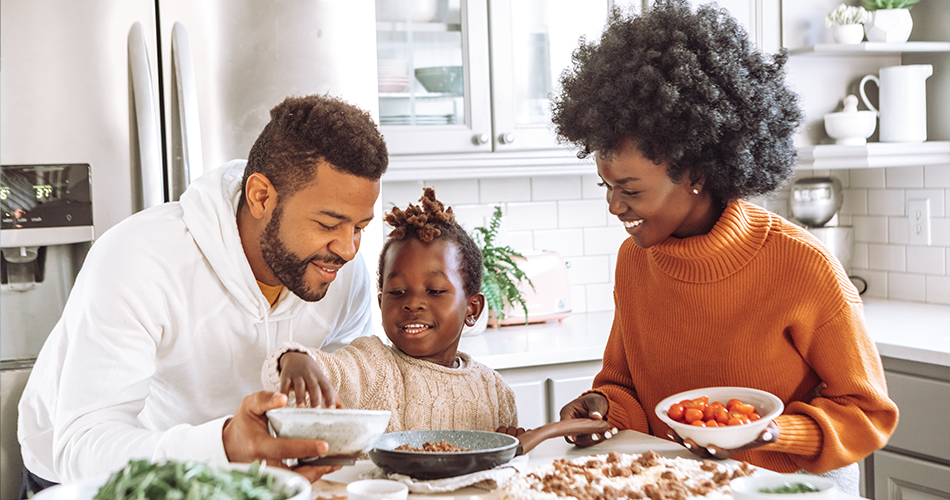 Family cooking together