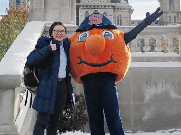 Lia Chabot and Otto the Orange