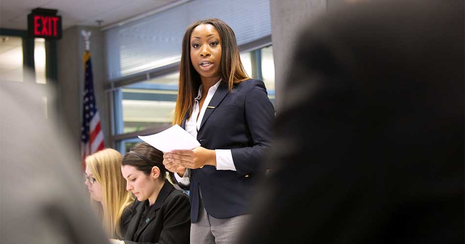 Student presenting during classroom session