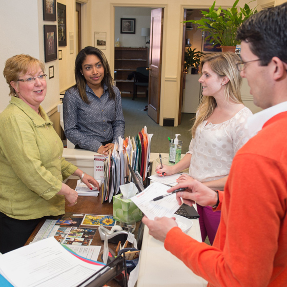 Maxwell students in the career office