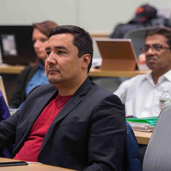 Adult student sitting in classroom