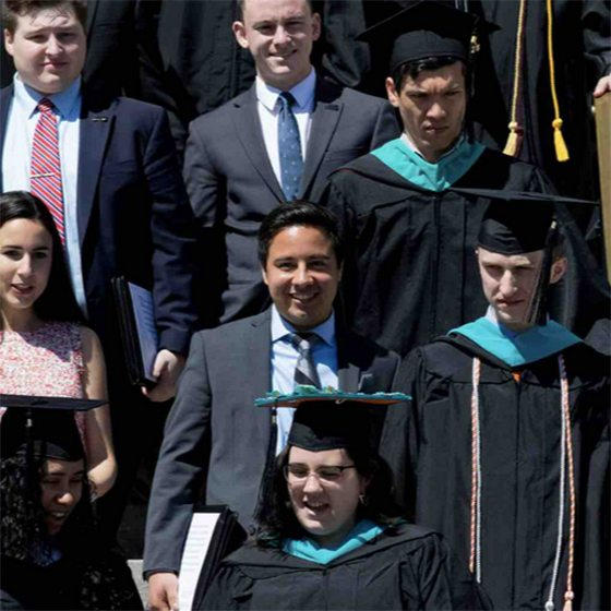 Graduates in caps and gowns