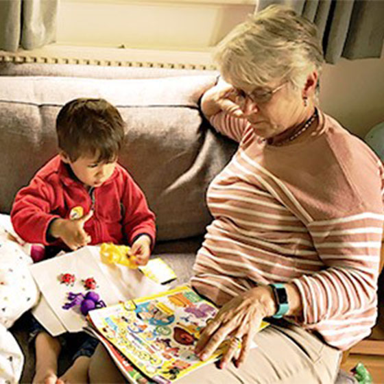 Multi-generational family on couch