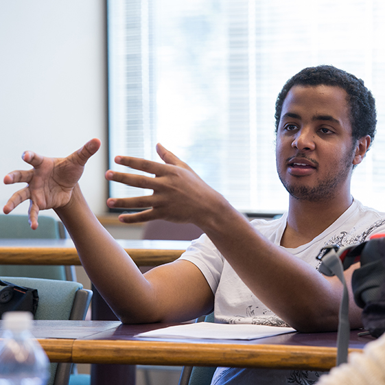 Student speaking in class