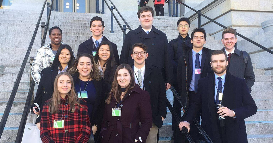 Student group on steps