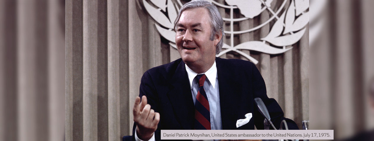 Daniel Patrick Moynihan speaking at the United Nations