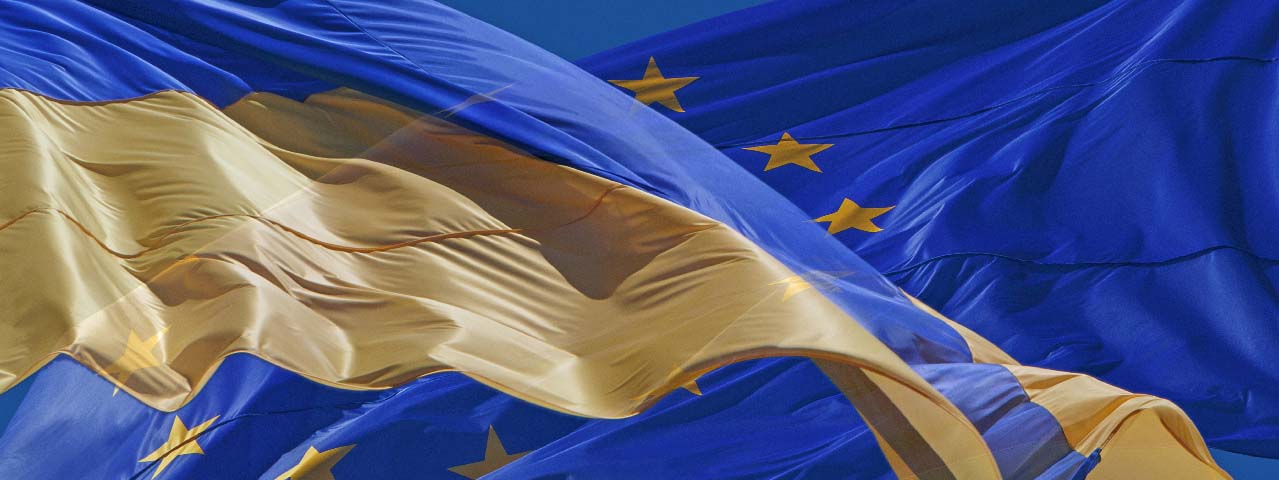 European Union and Ukraine flags