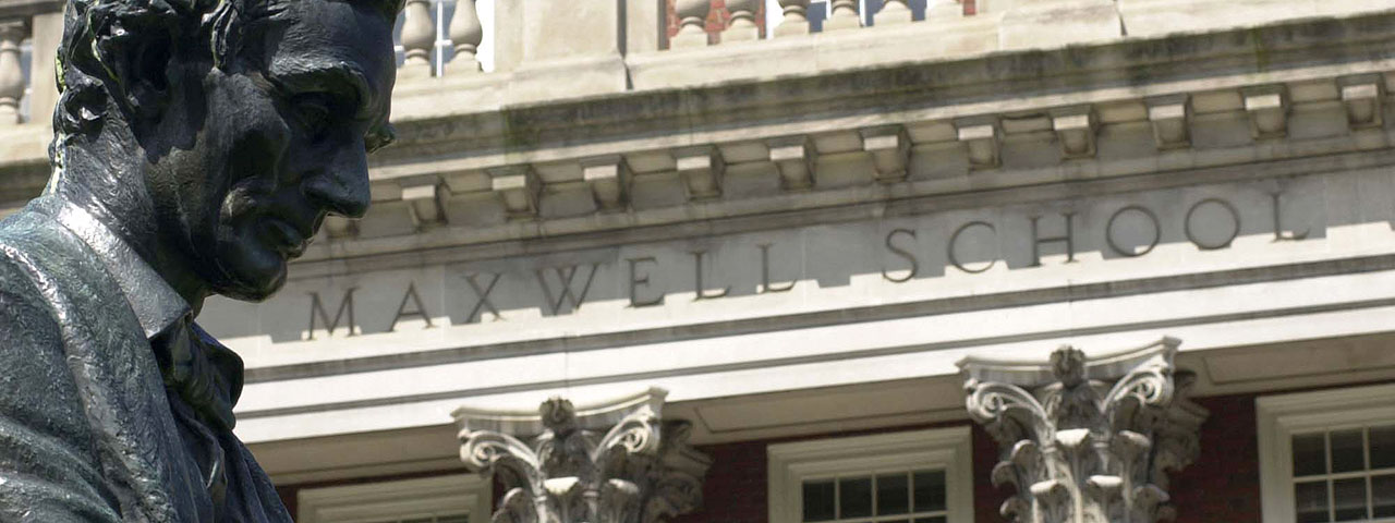 Lincoln statue in front of Maxwell Hall