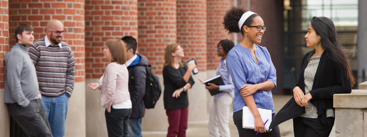 Students outside Eggers Hall