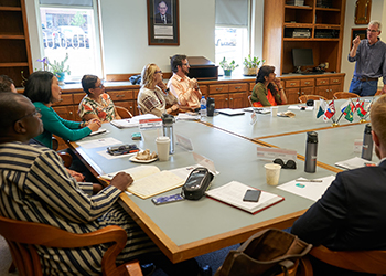 Grant Reeher leads class on American exceptionalism