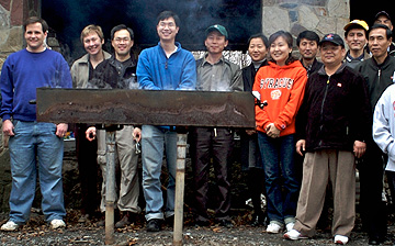 Group of students from Maxwell and South Korea standing outside