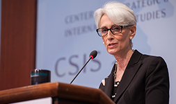 Wendy Sherman giving a keynote address