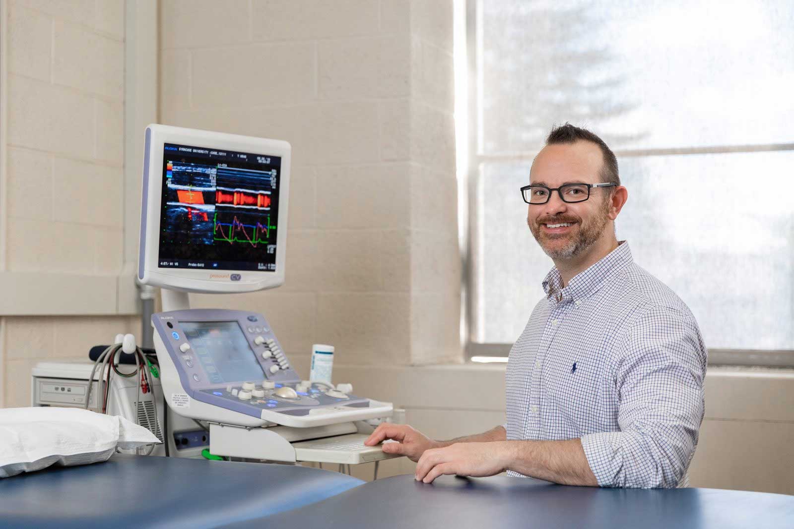 Dr. Heffernan in a medical lab