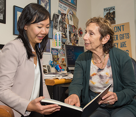 Deb Pellow advising an undergraduate student in her office