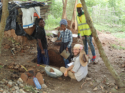 Sean Reid and field workers Fort Amsterdam