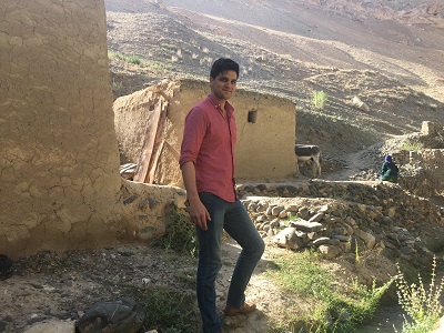 Man standing on a rocky pathway