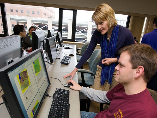 Professor Jane Read in GIS laboratory