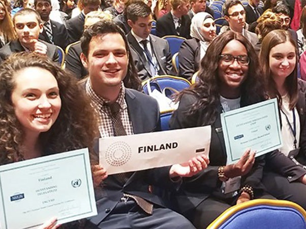 Maxwell students in Model UN representing Finland